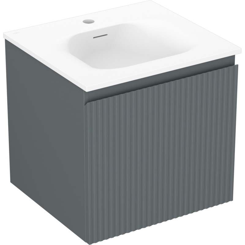 Mexen Rivel armario de baño de 50 cm con lavabo Vela, 1 cajón, acanalado, grafito mate/blanco mate - 91A20-05047-1-BF66-W23M01