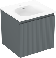 Mexen Rivel mobiletto da bagno 50 cm con lavabo Vela, 1 cassetto, scanalato, grafite opaco/bianco opaco