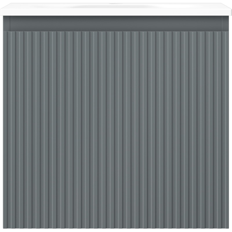 Mexen Rivel badkamerkast 50 cm met wastafel Vela, 1 lade, geribbeld, grafiet mat/wit mat - 91A20-05047-1-BF66-W23M01