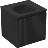 Mexen Rivel mueble de baño de 50 cm con lavabo Vela, 1 cajón, estriado, negro mate - 91A20-05047-1-BF71-W23M71