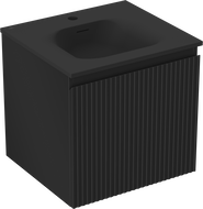 Mexen Rivel Badezimmerschrank 50 cm mit Waschbecken Vela, 1 Schublade, geriffelt, schwarz matt - 91A20-05047-1-BF71-W23M71