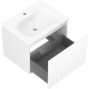 Mexen Rivel meuble de salle de bains 60 cm avec lavabo Vela, 1 tiroir, rainuré, blanc mat - 91A20-06047-1-BF01-W23M01