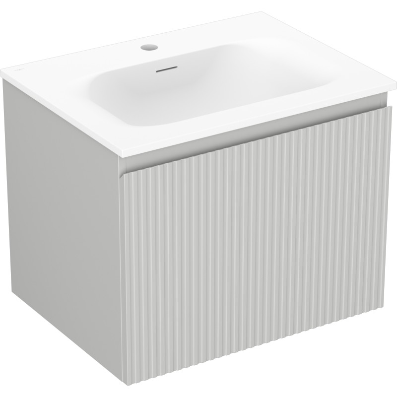 Mexen Rivel armario de baño de 60 cm con lavabo Vela, 1 cajón, ranurado, gris mate/blanco mate - 91A20-06047-1-BF62-W23M01