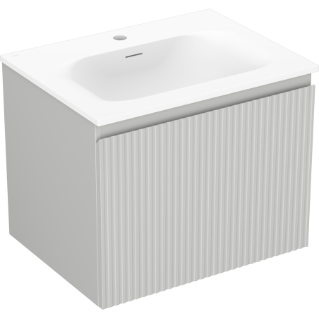 Mexen Rivel mueble de baño de 60 cm con lavabo Vela, 1 cajón, ranurado, gris mate/blanco mate - 91A20-06047-1-BF62-W23M01