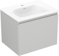 Mexen Rivel mueble de baño de 60 cm con lavabo Vela, 1 cajón, ranurado, gris mate/blanco mate - 91A20-06047-1-BF62-W23M01