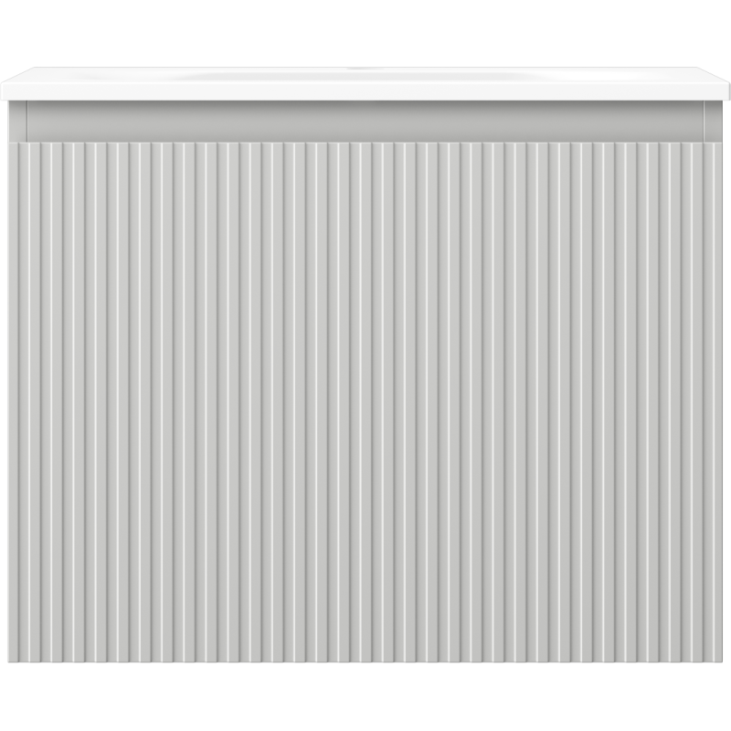 Mexen Rivel badkamerkast 60 cm met wastafel Vela, 1 lade, geribbeld, grijs mat/wit mat - 91A20-06047-1-BF62-W23M01