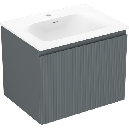Mexen Rivel armario de baño de 60 cm con lavabo Vela, 1 cajón, acanalado, grafito mate/blanco mate - 91A20-06047-1-BF66-W23M01
