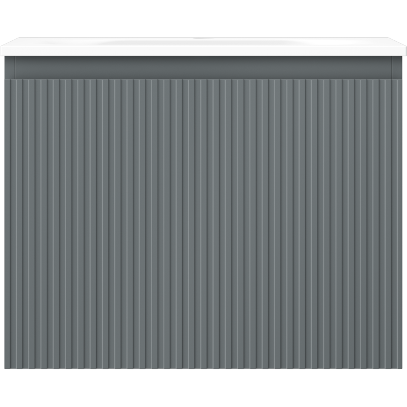 Mexen Rivel badkamerkast 60 cm met wastafel Vela, 1 lade, gegroefd, grafiet mat/wit mat - 91A20-06047-1-BF66-W23M01