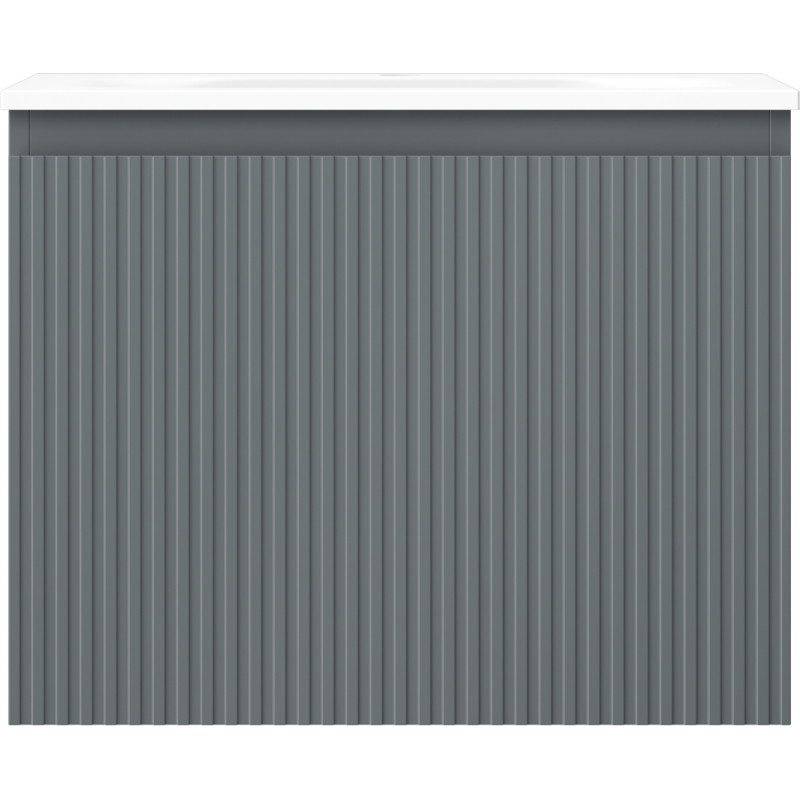 Mexen Rivel badkamerkast 60 cm met wastafel Vela, 1 lade, geribbeld, grafiet mat/wit mat - 91A20-06047-1-BF66-W23M01