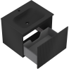 Mexen Rivel meuble de salle de bain 60 cm avec lavabo Vela, 1 tiroir, rainuré, noir mat - 91A20-06047-1-BF71-W23M71