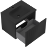 Mexen Rivel mobile bagno 60 cm con lavabo Vela, 1 cassetto, scanalato, nero opaco - 91A20-06047-1-BF71-W23M71
