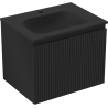 Mexen Rivel Badezimmerschrank 60 cm mit Waschbecken Vela, 1 Schublade, geriffelt, schwarz matt - 91A20-06047-1-BF71-W23M71