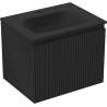 Mexen Rivel meuble de salle de bain 60 cm avec lavabo Vela, 1 tiroir, rainuré, noir mat - 91A20-06047-1-BF71-W23M71