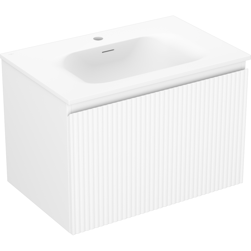 Mexen Rivel armario de baño 70 cm con lavabo Vela, 1 cajón, acanalado, blanco mate - 91A20-07047-1-BF01-W23M01