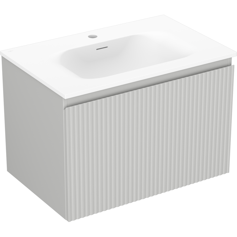 Mexen Rivel armoire de salle de bain 70 cm avec lavabo Vela, 1 tiroir, rainuré, gris mat/blanc mat - 91A20-07047-1-BF62-W23M01