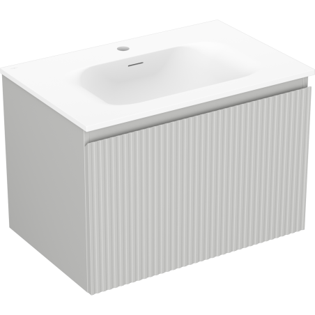 Mexen Rivel vannas istabas skapis 70 cm ar izlietni Vela, 1 atvilktne, rievota, pelēka matēta/balta matēta