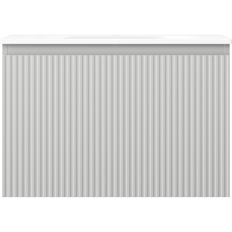 Mexen Rivel badkamerkast 70 cm met wastafel Vela, 1 lade, geribbeld, grijs mat/wit mat - 91A20-07047-1-BF62-W23M01
