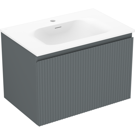 Mexen Rivel badmeubel 70 cm met wastafel Vela, 1 lade, gegroefd, grafiet mat/wit mat - 91A20-07047-1-BF66-W23M01