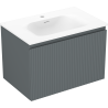Mexen Rivel badmeubel 70 cm met wastafel Vela, 1 lade, gegroefd, grafiet mat/wit mat - 91A20-07047-1-BF66-W23M01