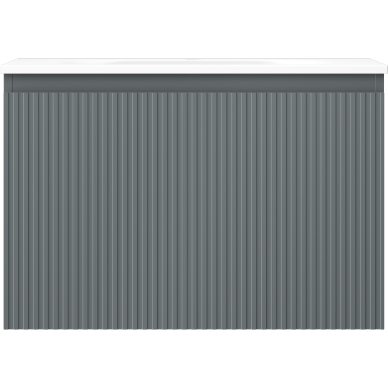 Mexen Rivel mobiletto da bagno 70 cm con lavabo Vela, 1 cassetto, scanalato, grafite opaco/bianco opaco