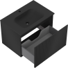 Mexen Rivel armoire de salle de bains 70 cm avec lavabo Vela, 1 tiroir, cannelé, noir mat - 91A20-07047-1-BF71-W23M71
