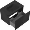 Mexen Rivel bathroom cabinet 70 cm with Vela washbasin, 1 drawer, fluted, black matte - 91A20-07047-1-BF71-W23M71
