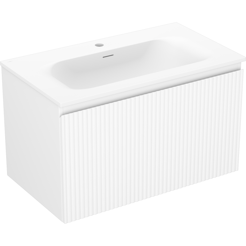 Mexen Rivel gabinete de baño 80 cm con lavabo Vela, 1 cajón, ranurado, blanco mate - 91A20-08047-1-BF01-W23M01