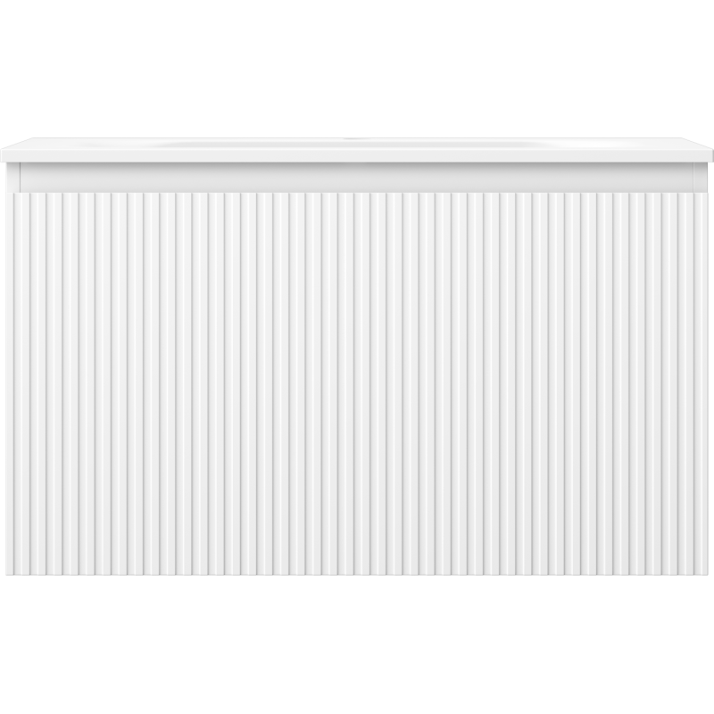 Mexen Rivel gabinete de baño 80 cm con lavabo Vela, 1 cajón, ranurado, blanco mate - 91A20-08047-1-BF01-W23M01