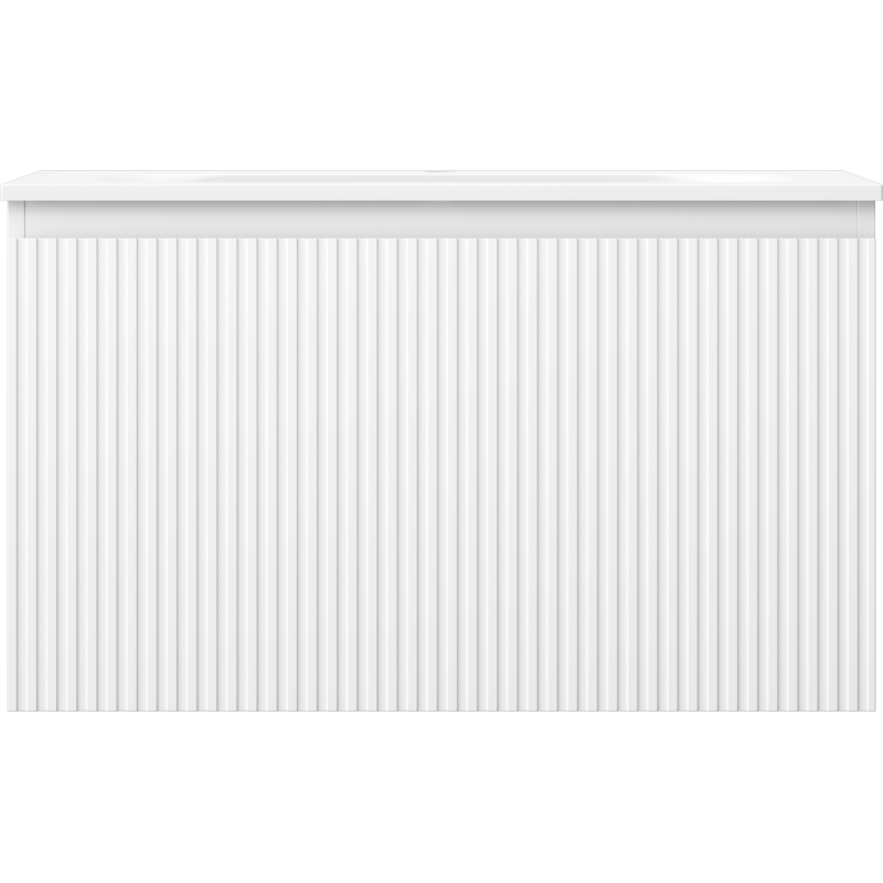 Mexen Rivel meuble de salle de bain 80 cm avec lavabo Vela, 1 tiroir, rainuré, blanc mat - 91A20-08047-1-BF01-W23M01