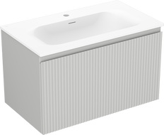 Mexen Rivel Badezimmerschrank 80 cm mit Waschbecken Vela, 1 Schublade, gerillt, grau matt/weiß matt - 91A20-08047-1-BF62-W23M01