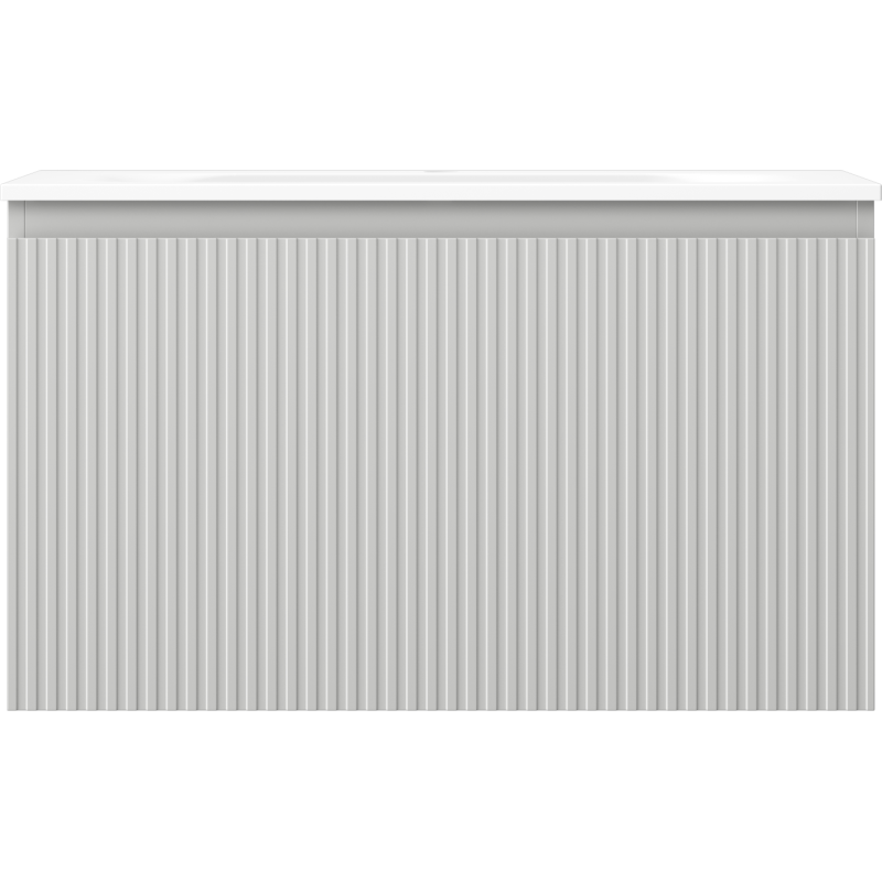 Mexen Rivel Buedzëmmerkabinett 80 cm mat Waschbecken Vela, 1 Schublade, geribbelt, gro mat/weiss mat