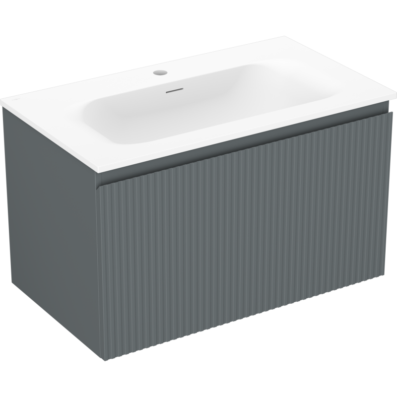 Mexen Rivel kylpyhuonekaappi 80 cm altaalla Vela, 1 laatikko, uurrettu, grafiitin matta/valkoinen matta