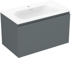 Mexen Rivel bathroom cabinet 80 cm with Vela sink, 1 drawer, fluted, matte graphite/white matte - 91A20-08047-1-BF66-W23M01