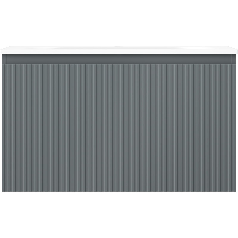 Mexen Rivel armario de baño de 80 cm con lavabo Vela, 1 cajón, acanalado, grafito mate/blanco mate - 91A20-08047-1-BF66-W23M01