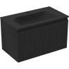 Mexen Rivel Badezimmerschrank 80 cm mit Waschbecken Vela, 1 Schublade, geriffelt, schwarz matt - 91A20-08047-1-BF71-W23M71