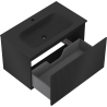Mexen Rivel 80 cm Bathroom Cabinet with Vela Washbasin, 1 Drawer, Fluted, Black Matt - 91A20-08047-1-BF71-W23M71