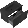 Mexen Rivel bathroom cabinet 80 cm with Vela washbasin, 1 drawer, fluted, black matte - 91A20-08047-1-BF71-W23M71
