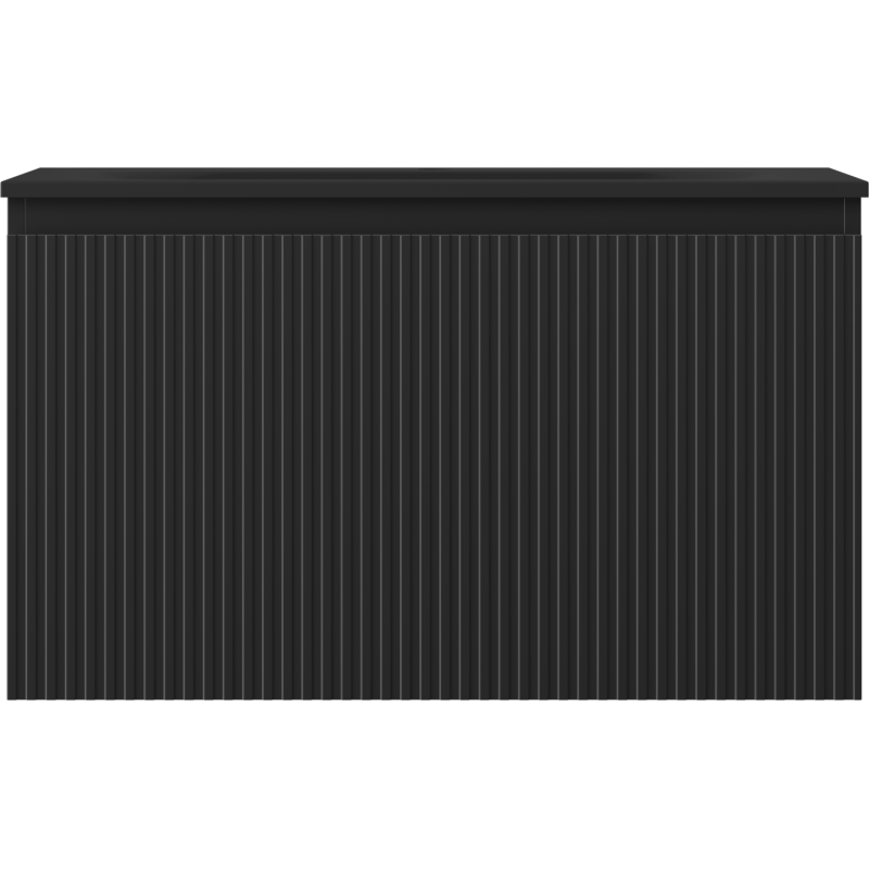 Mexen Rivel armadietto da bagno 80 cm con lavabo Vela, 1 cassetto, scanalato, nero opaco - 91A20-08047-1-BF71-W23M71