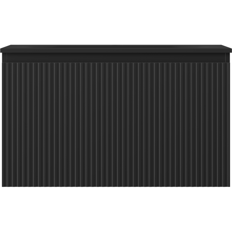 Mexen Rivel badkamerkast 80 cm met wastafel Vela, 1 lade, geribbeld, zwart mat - 91A20-08047-1-BF71-W23M71