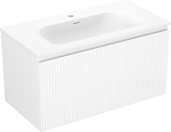 Mexen Rivel 90 cm Badezimmerschrank mit Waschbecken Vela, 1 Schublade, gerillt, weiß matt - 91A20-09047-1-BF01-W23M01