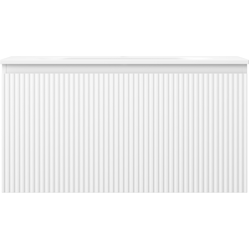 Mexen Rivel armário de casa de banho 90 cm com lavatório Vela, 1 gaveta, ranhurada, branco mate - 91A20-09047-1-BF01-W23M01