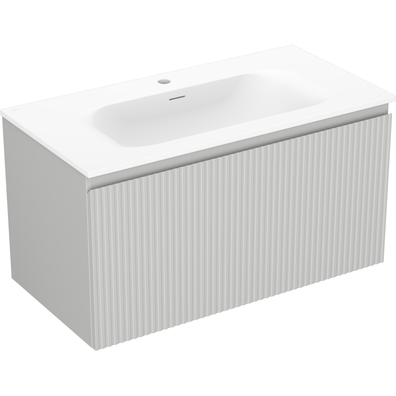 Mexen Rivel armario de baño 90 cm con lavabo Vela, 1 cajón, ranurado, gris mate/blanco mate - 91A20-09047-1-BF62-W23M01