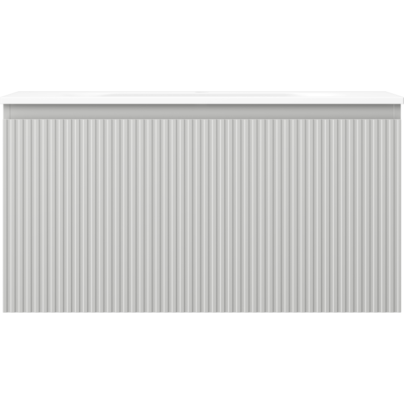 Mexen Rivel mobile da bagno 90 cm con lavabo Vela, 1 cassetto, scanalato, grigio opaco/bianco opaco - 91A20-09047-1-BF62-W23M01