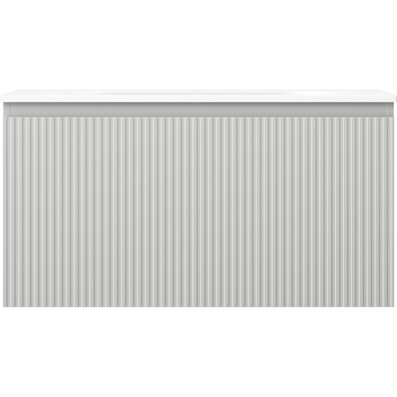 Mexen Rivel Mobiletto da bagno 90 cm con lavabo Vela, 1 cassetto, scanalato, grigio opaco/bianco opaco