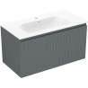 Mexen Rivel badkamerkast 90 cm met wastafel Vela, 1 lade, geribbeld, grafiet mat/wit mat - 91A20-09047-1-BF66-W23M01