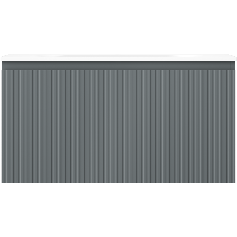 Mexen Rivel badmeubelkast 90 cm met wastafel Vela, 1 lade, gegroefd, grafiet mat/wit mat - 91A20-09047-1-BF66-W23M01