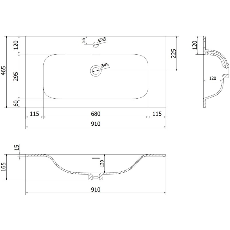 Mexen Rivel meuble de salle de bain 90 cm avec lavabo Vela, 1 tiroir, rainuré, graphite mat/blanc mat