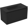 Mexen Rivel gabinete de baño 90 cm con lavabo Vela, 1 cajón, ranurado, negro mate - 91A20-09047-1-BF71-W23M71