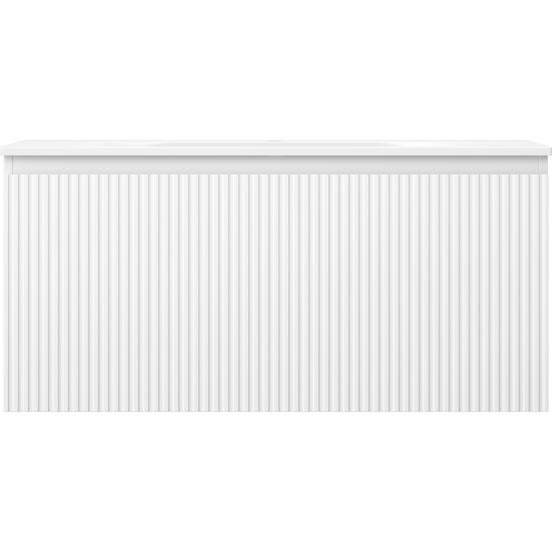 Mexen Rivel meuble de salle de bains 100 cm avec lavabo Vela, 1 tiroir, rainuré, blanc mat - 91A20-10047-1-BF01-W23M01