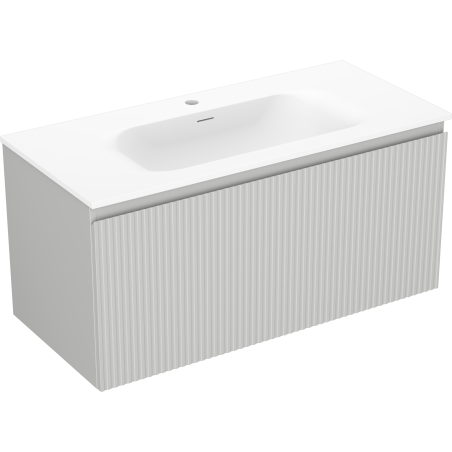 Mexen Rivel armario de baño 100 cm con lavabo Vela, 1 cajón, ranurado, gris mate/blanco mate - 91A20-10047-1-BF62-W23M01